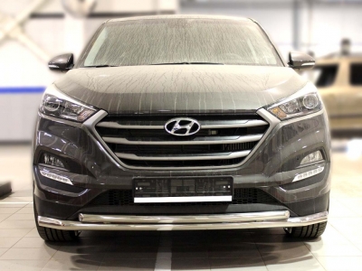 Защита передняя двойная 60-43 мм с подгибами для Hyundai ix-35 2010-2015